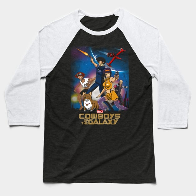 Galaxy Cowboys Superhero Movie 90's Anime Mashup Parody Baseball T-Shirt by BoggsNicolas